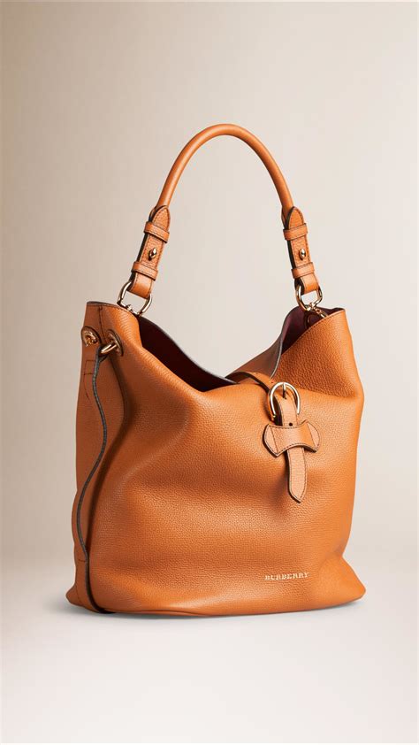 burberry medium buckle detail leather hobo bag|Burberry shoulder bag.